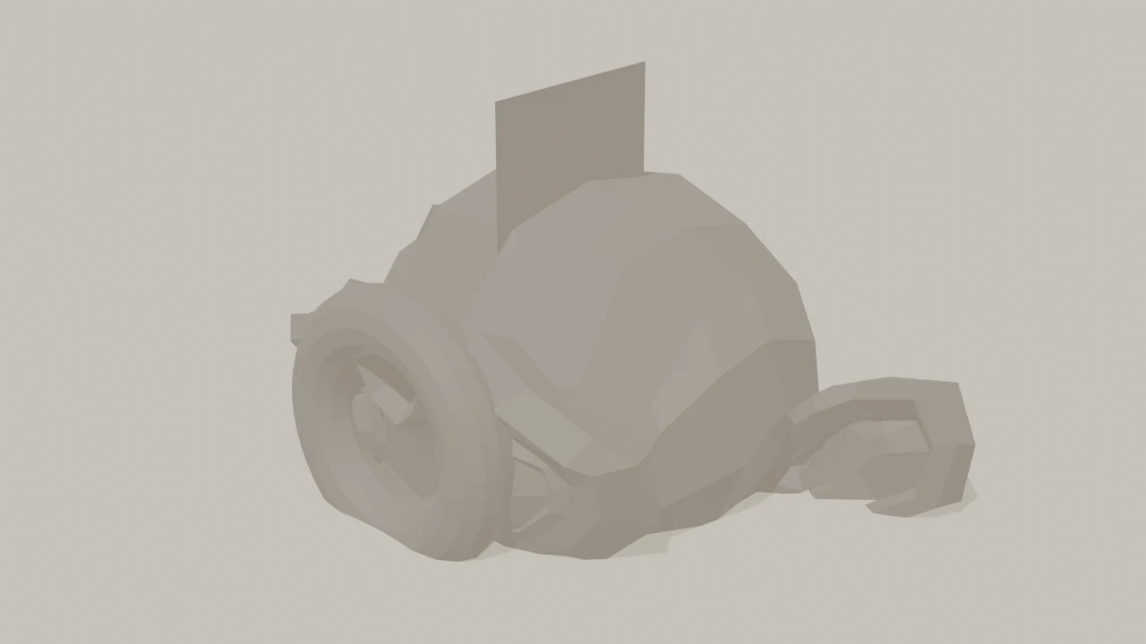 Kaputtes KI-Modell nach dem Import in Blender: Figur mit offener Finne und durchdringendem Ring