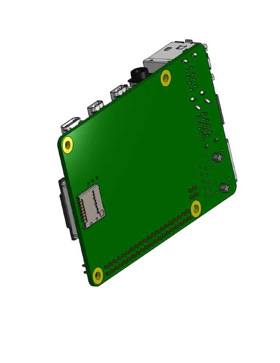 Raspberry Pi 5 von unten, SD-Kartenslot markiert