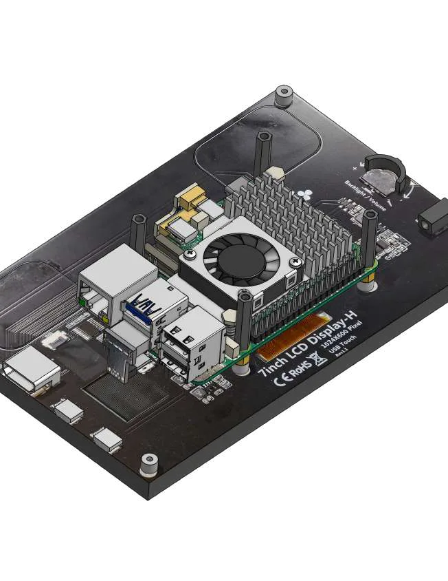HDMI- und USB-Adapter zwischen Pi und Display