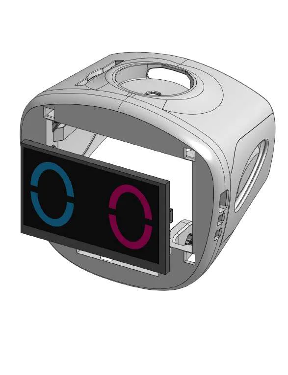 Kopf mit eingebautem Display, das zwei Augen zeigt