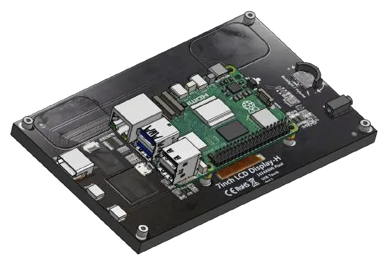 Display mit fertig montiertem Raspberry Pi 5
