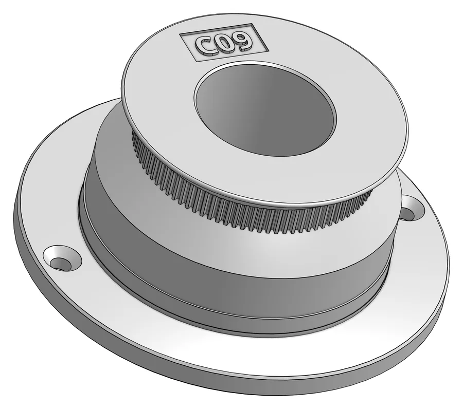 Druckteil C09: Central Rotator Connector, Drehverbinder mit Zahnkranz
