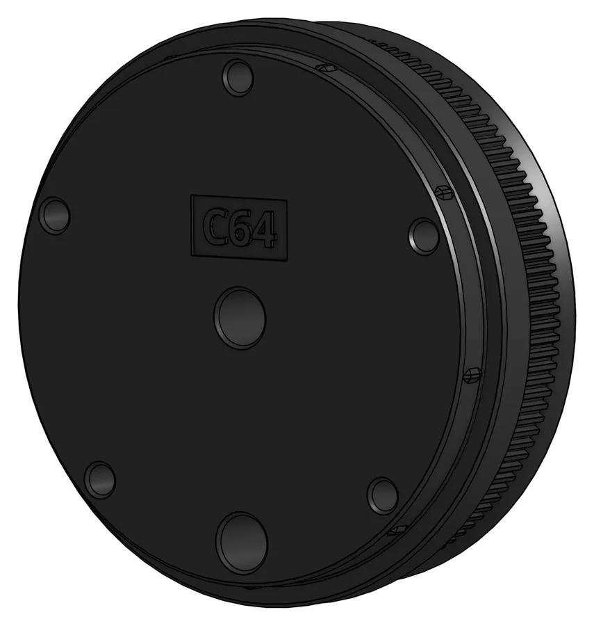 Druckteil C64: Motor Axis Cap Inner Shoulder, Deckel mit Zahnkranz